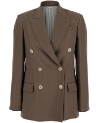 Brunello Cucinelli - Double-Breasted Jacket With Peak Lapels - Lyst
