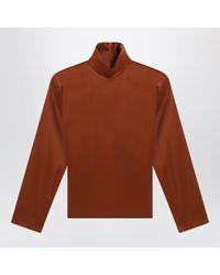 Saint Laurent - Caramel Silk-Blend Blouse - Lyst