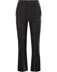 Brunello Cucinelli - Stretch Nappa Leather Square Cigarette Trousers With Jewellery - Lyst