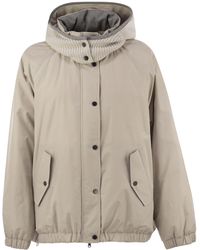 Brunello Cucinelli - Water-Repellent Techno Cotton Taffeta Down Jacket With Hood - Lyst