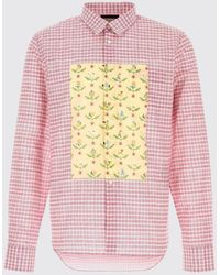 Prada - Floral Print Checked Cotton Poplin Shirt - Lyst
