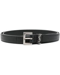 Saint Laurent - Cassandre Leather Belt - Lyst
