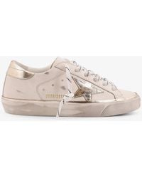 Golden Goose - Super-Star Classic With List Low-Top Leather Sneakers With Used Effect - Lyst