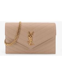 Saint Laurent - Leather Crossbody Bag With Metal Cassandra Logo - Lyst