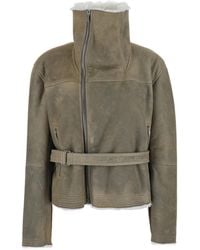 Rick Owens - Cropped Flight Shearling With High Collar And Long Sleeves - Lyst