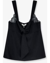 Chloé - Silk Top With Lace Profile - Lyst