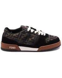 Fendi - Match Ff Jacquard Fabric And Suede Sneakers - Lyst