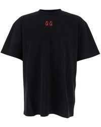 44 Label Group - Crewneck T-Shirt With Logo On The Front And Maxi Logo On The Rear - Lyst