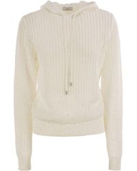 Peserico - Pure Cotton Cordonet Jumper With Sequins - Lyst