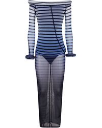 Jean Paul Gaultier - Elegant Mesh Boat Neck Long Dress With 3D Collar And Cuff - Lyst