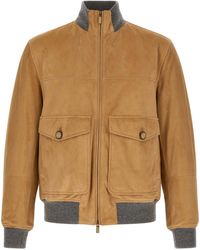 Brunello Cucinelli - Padded Suede Bomber Jacket - Lyst