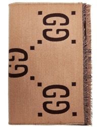 Gucci - Wool And Silk Scarf With Gg Jacquard Pattern - Lyst