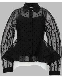 Ganni - Shirt Peplum Organza Recycled Polyester - Lyst
