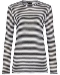Tom Ford - Long-Sleeved Striped T-Shirt With Tonal Tf Embroidered Logo - Lyst