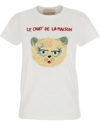 Valentino - Crew Neck T-Shirt With Front Embroidery - Lyst