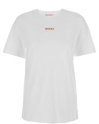 Marni - Crewneck T-Shirt With Logo Patch On The Front - Lyst