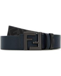Fendi - Dark Leather Squared Ff Reversible Belt - Lyst