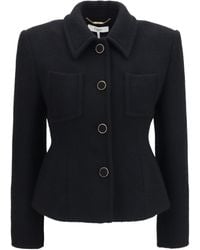 Chloé - Chloé Cropped Single-Breasted Blazer With Fabric Buttons - Lyst