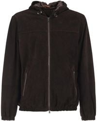 Herno - Suede Goatskin Hooded Jacket - Lyst