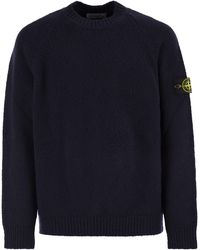 Stone Island - Round Neck Jumper With Raglan Sleeves - Lyst