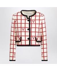 Valentino - Ivory Jacket With Check Vlogo Pattern - Lyst