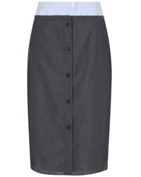 Prada - Wool Midi Skirt - Lyst