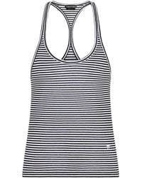 Tom Ford - Striped Viscose Tank Top With Tonal Tf Embroidered Logo - Lyst