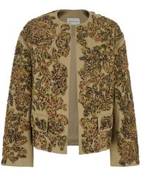 Dries Van Noten - Jacket With Dropped Shoulders And Sequin Floral Embellishment - Lyst