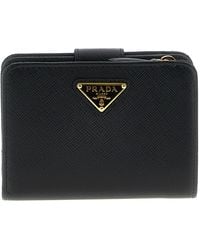Prada - Saffiano Leather Small Wallet Logo - Lyst