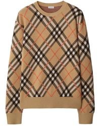 Burberry - Check Wool Blend Sweater - Lyst