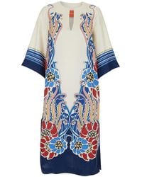 La DoubleJ - 'The Kaftan' Kaftan With V-Neck And All-Over Floral Print - Lyst