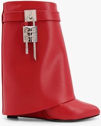 Givenchy - Shark Lock Leather Ankle Boots With Covered Wedge Heels - Lyst