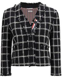 Thom Browne - Checked Tweed Cardigan Jacket - Lyst
