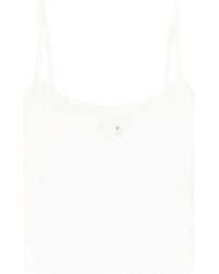 DIESEL - Ribbed Stretch Cotton Top With Metallic Oval D Logo - Lyst