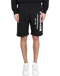 McQueen - Bermuda Shorts With Graffiti Logo Print - Lyst