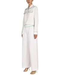 Bottega Veneta - Cotton Twill Trousers With Embroidered Reverse Print - Lyst