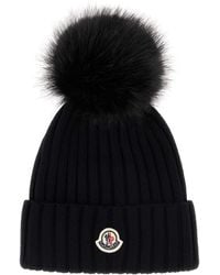 Moncler - Shearling-Trim Beanie Hat - Lyst