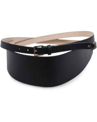Max Mara - Leather Belt With Logo Plaque - Lyst