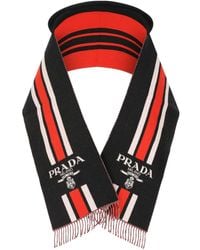 Prada - Embroidered Wool Scarf - Lyst