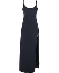 Coperni - Long Dress With Thin Straps And Side Logo Plaque - Lyst