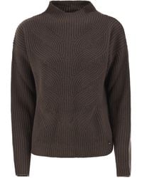 Herno - Pure Wool Jumper With Textured Knit And High Neck - Lyst