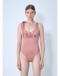 Chloé - Chloã Logo Motif Swimsuit - Lyst