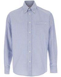 Valentino - Light Shirt With Logo Detail On The Front And All-Over Striped Motif - Lyst