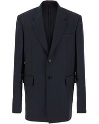 Gucci - Dark Jacket With Chest Pocket And Embossed Logo - Lyst