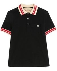 Valentino - Cotton Short-sleeved Polo Shirt Polo Shirts Black - Lyst
