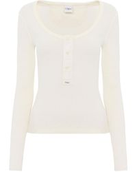 Chloé - Scoop-Neck Cotton Jersey Henley Top - Lyst