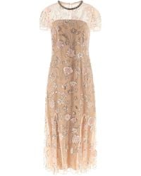 Self-Portrait - Flower Sequin Embellished Midi' Dress - Lyst