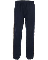 Burberry - Trousers With Elastic Waist And Side Bands With Check Motif - Lyst