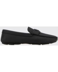 Prada - Leather Loafers With Triangle Logo - Lyst