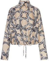 Loewe - X Paula's Ibiza Silk Twill Balloon Shirt With Anagram Print And Drawstring Hem - Lyst